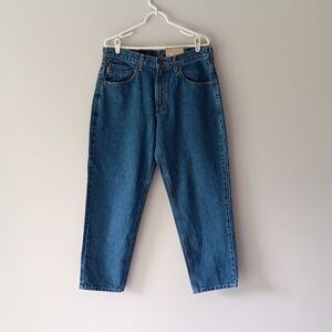 New Carhartt Cotton Denim Jeans Relaxed Fit Tapered Leg Blue Dark Stone 35 x 28